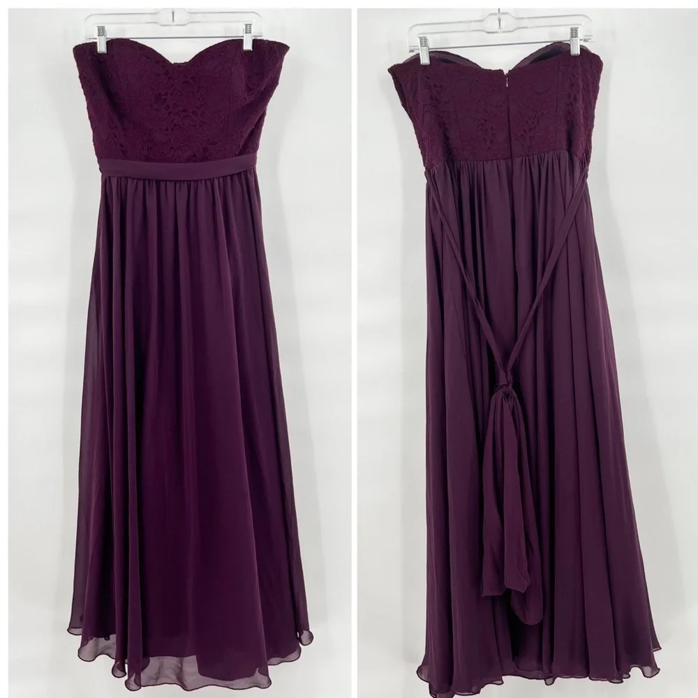 Mori Lee Madeline Gardner purple strapless dress size 8